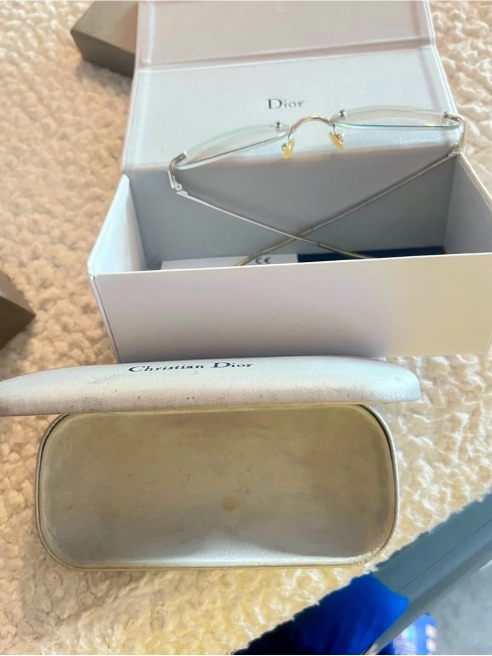 Dior Rimless Sunglasses with Silver Frame and Yellow Nose Pads